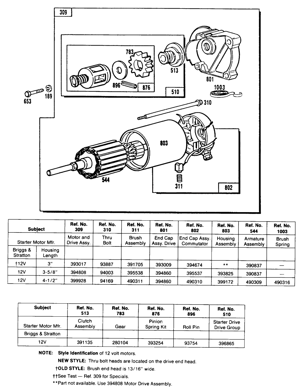 Electric Starter And Chart Diagram and Parts List for 401707-0510-XX  Briggs and Stratton Engine